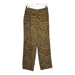 Judith Hart Collection Leopard Print Wide Leg Pants Women Size 8 High Rise Brown
